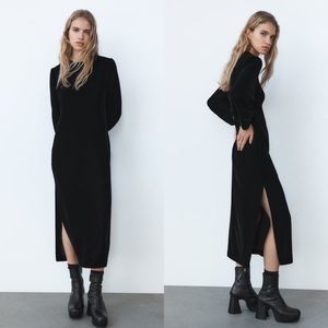 NEW ZARA DRAPED VELVET DRESS